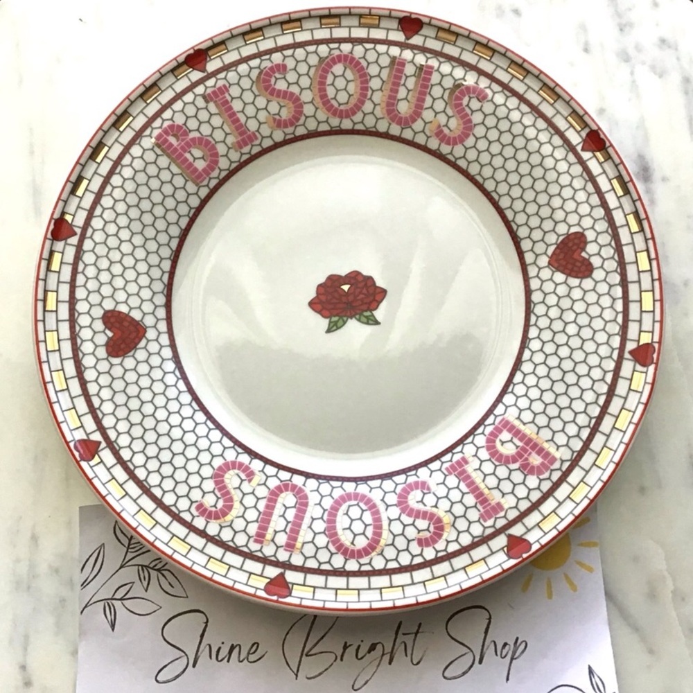 Anthropologie Bistro Tile 24K Gold Decaled Glazed Stoneware Plate New With Tag